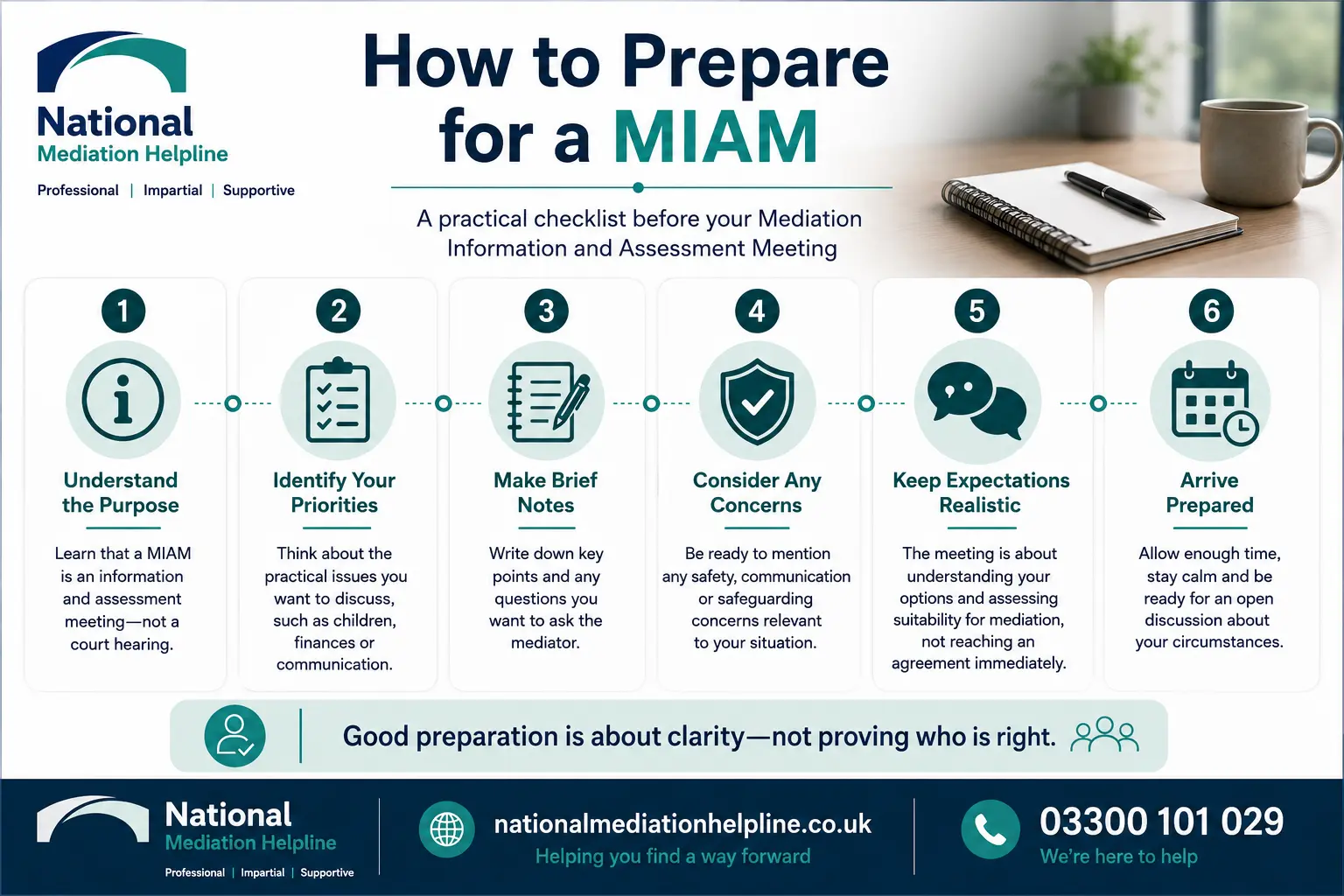 How to prepare for a miam in Dunstable How to prepare for a miam infographics , explaining How to prepare for a miam in Dunstable: Understand how to prepare for a miam in 6 Steps